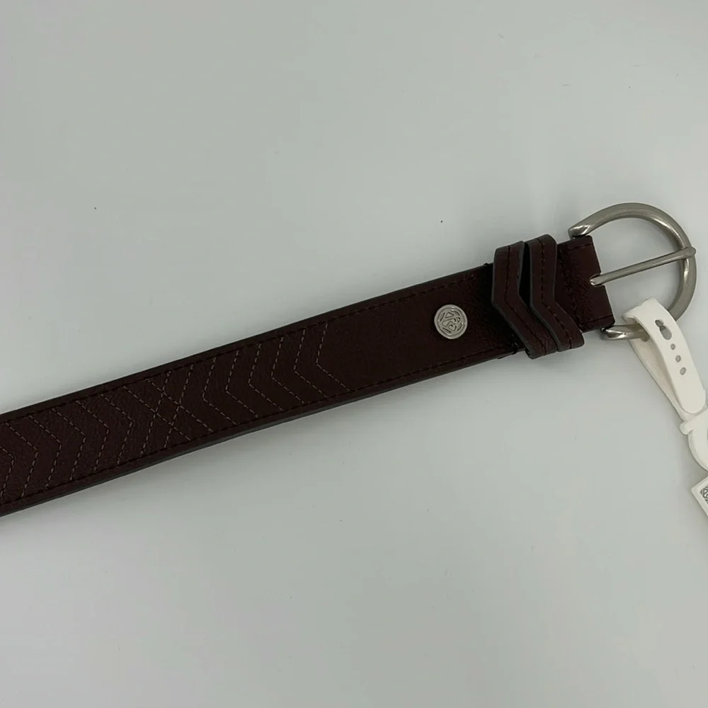 NWT Relic Stitch Detail Jean Brown Leather Belt, Women's Medium